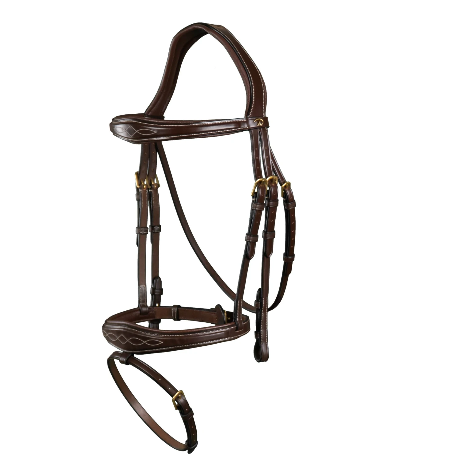 Dyon Anatomical Brass Flash Noseband Bridle 2 Dyon Anatomical Brass Flash Noseband Bridle - Image 2