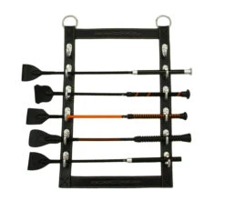 Leather And Chrome Whip Rack