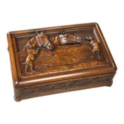 Carved Horse And Dogs Box By Oklahoma Casting