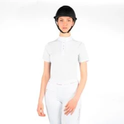 Samshield Apollina Holographic Short Sleeve Show Shirt- Limited Edition -Equestrian Supply Store Samshield Apollina White Front scaled