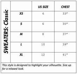 TKEQ Essential Crewneck Sweater -Equestrian Supply Store TKEQ Essential Crewneck Classic Size Chart