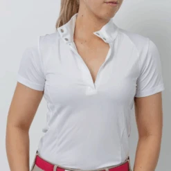 TKEQ Sloan Short Sleeve Competition Shirt -Equestrian Supply Store TKEQ Sloan Short Collar undone