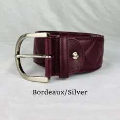 Quilted C Belts By Tailored Sportsman -Equestrian Supply Store TS Quilted C Bordeaux Silver