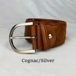 Quilted C Belts By Tailored Sportsman -Equestrian Supply Store TS Quilted C Cognac Silver