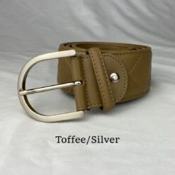 Quilted C Belts By Tailored Sportsman -Equestrian Supply Store TS Quilted C Toffee Silver