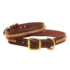 Brass Clincher Tory Leather Dog Collar